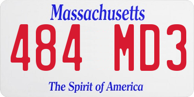 MA license plate 484MD3
