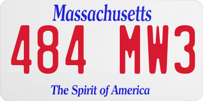 MA license plate 484MW3