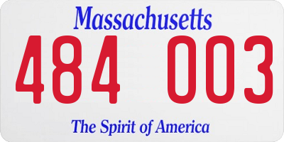 MA license plate 484OO3