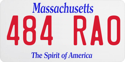 MA license plate 484RA0