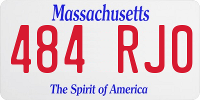 MA license plate 484RJ0