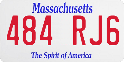 MA license plate 484RJ6