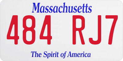 MA license plate 484RJ7