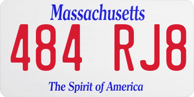 MA license plate 484RJ8