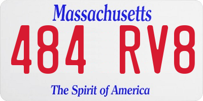 MA license plate 484RV8