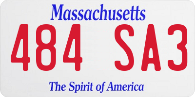 MA license plate 484SA3