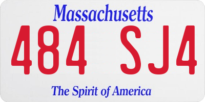 MA license plate 484SJ4