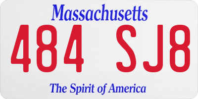 MA license plate 484SJ8