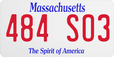 MA license plate 484SO3