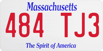 MA license plate 484TJ3