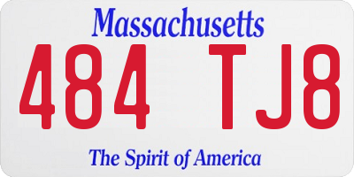 MA license plate 484TJ8