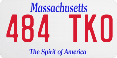 MA license plate 484TK0