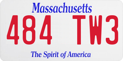 MA license plate 484TW3