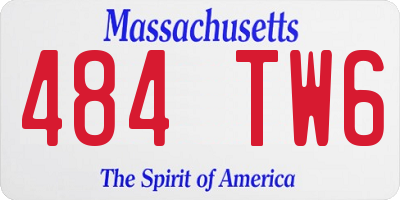 MA license plate 484TW6