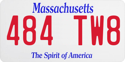 MA license plate 484TW8