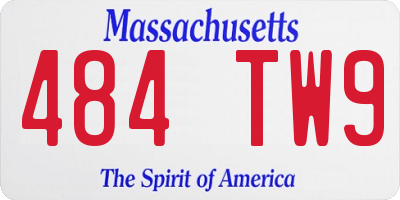 MA license plate 484TW9