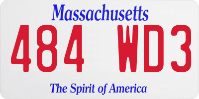 MA license plate 484WD3