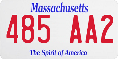MA license plate 485AA2