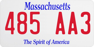 MA license plate 485AA3