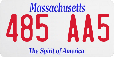 MA license plate 485AA5
