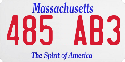 MA license plate 485AB3