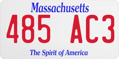 MA license plate 485AC3