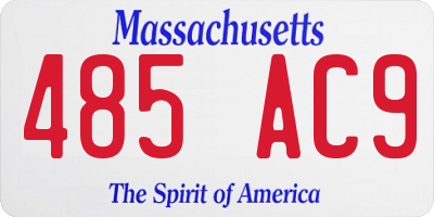 MA license plate 485AC9