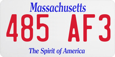 MA license plate 485AF3