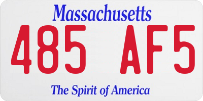 MA license plate 485AF5
