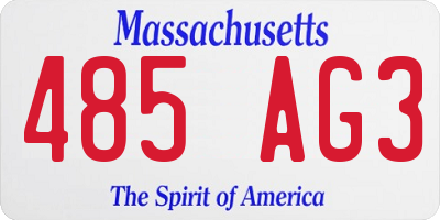 MA license plate 485AG3