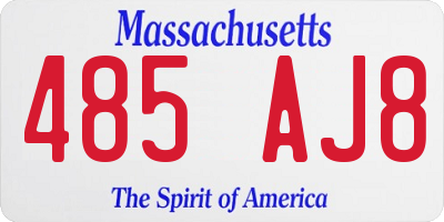 MA license plate 485AJ8