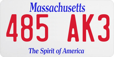 MA license plate 485AK3