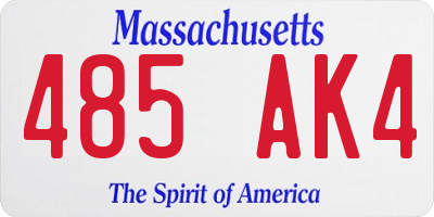 MA license plate 485AK4