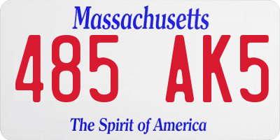 MA license plate 485AK5