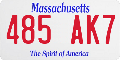 MA license plate 485AK7
