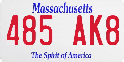 MA license plate 485AK8