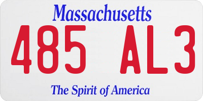 MA license plate 485AL3