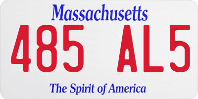 MA license plate 485AL5