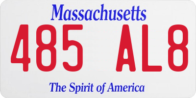 MA license plate 485AL8