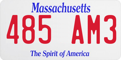 MA license plate 485AM3