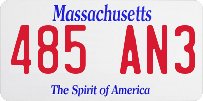 MA license plate 485AN3