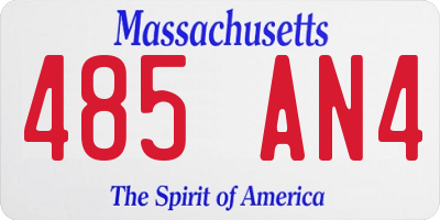 MA license plate 485AN4