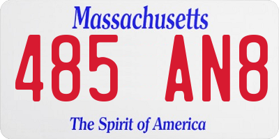 MA license plate 485AN8