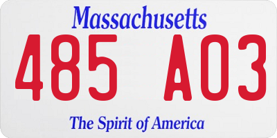 MA license plate 485AO3