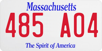 MA license plate 485AO4