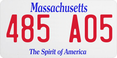 MA license plate 485AO5