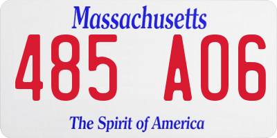 MA license plate 485AO6