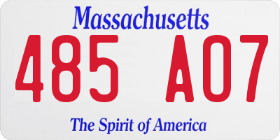MA license plate 485AO7