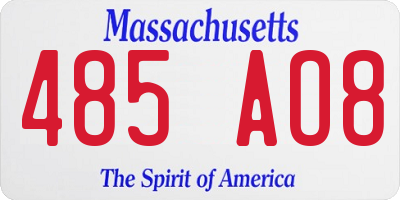 MA license plate 485AO8