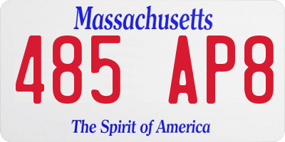 MA license plate 485AP8